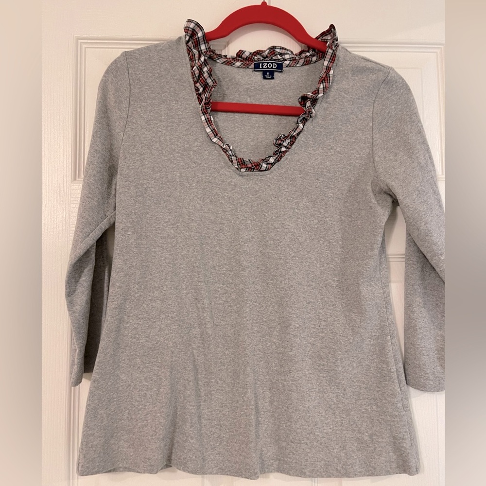 IZOD Plaid Detailed Top